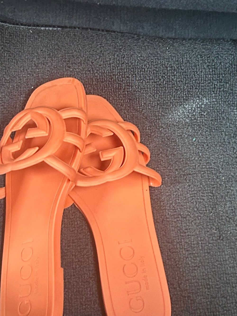 Gucci Orange Interlocking GG Slide Sandals